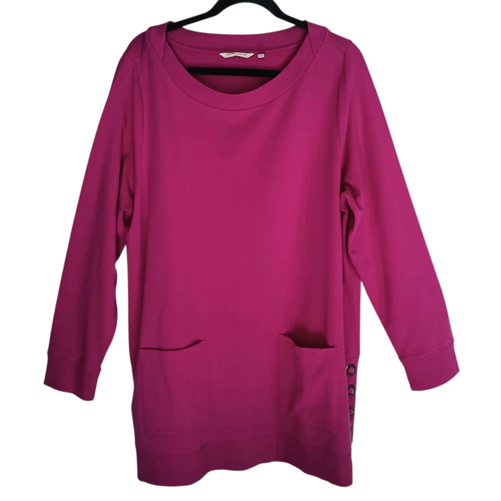 Soft Surroundings Vibrant Magenta Pink Tunic Top Women's Size 1X Style 100924 - Picture 1 of 10